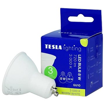 Tesla - LED-Lampe GU10, 8W, 230V, 806lm, 25 000h, 3000K Warmweiß, 100st