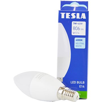 Tesla - LED-Glühbirne CANDLE Kerze, E14, 7W, 230V, 806lm, 25.000h, 4000K Tagesweiß, 180st