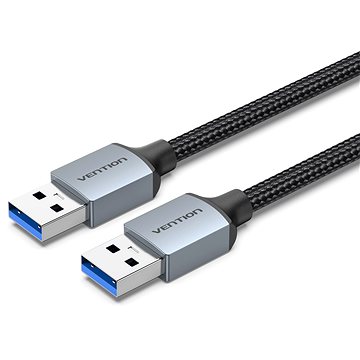 E-shop Vention Cotton Braided USB 3.0 A Male to A Male Cable 0.5M Gray Aluminum Alloy Type