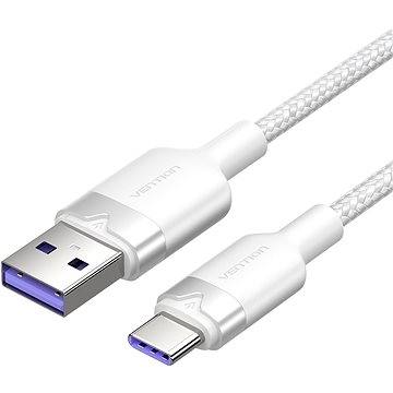 Vention USB 2.0 A Male To C Male 6A Cable 2M White Aluminum Alloy Type