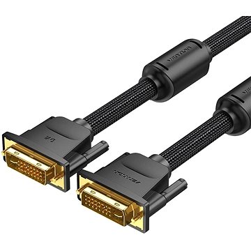 E-shop Vention Cotton Braided DVI Dual-link (DVI-D) Cable 1m Black