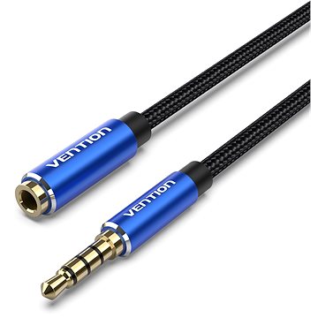 Vention Baumwolle Geflochten TRRS 3,5 Mm Männlich Zu 3,5 Mm Weiblich Audio-Verlängerung 3m Blau Alum