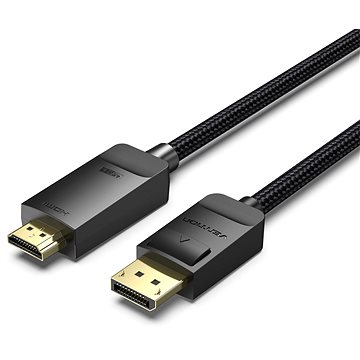 Vention Cotton Braided 4K DP (DisplayPort) To HDMI Cable 1M Black