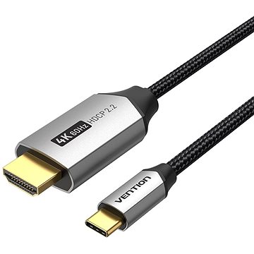 Vention Baumwolle Geflochtene USB-C Zu HDMI Kabel 2m Schwarz Aluminiumlegierung Typ