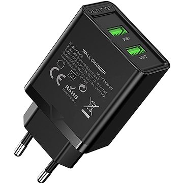 Vention 2-Port USB (A+A) Wall Charger 18W Black