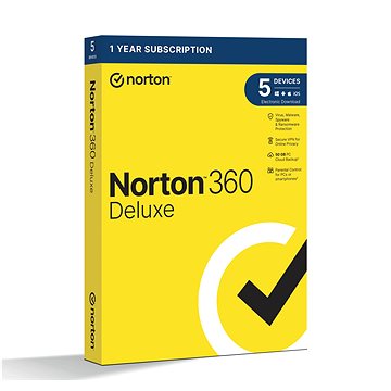 Norton 360 Deluxe 50GB, 1 Benutzer, 5 Geräte, 12 Monate (elektronische Lizenz)