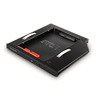 AXAGON RSS-CD09 - ALU Caddy für 2,5" SSD/HDD in 9,5 mm Laptop DVD Slot - schraubenlos - LED