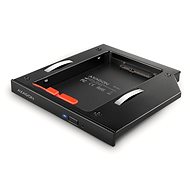 AXAGON RSS-CD12 - ALU-Caddy für 2,5" SSD/HDD in 12,7 mm Laptop-DVD-Schacht - schraubenlos - LED - Festplattenrahmen