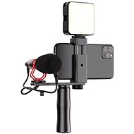 Handyhalterung Apexel Video Rig mit Mikrofon und LED-Licht