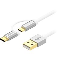 Datenkabel AlzaPower AluCore 2in1 Micro USB + USB-C - 1 m - silber