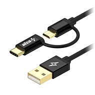 Datenkabel AlzaPower MultiCore Micro USB + USB-C 2m Black