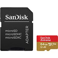 Speicherkarte SanDisk MicroSDXC 64GB Extrem A2 UHS-I (V30) U3 + SD Adapter