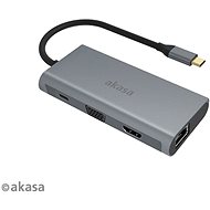AKASA USB Typ C 9 in 1 Dock (PD Typ C, HDMI, VGA, 3 x USB3.0 Typ A, RJ45, SD- und MicroSD Karteleser