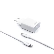 Netzladegerät FIXED Travel mit USB-C-Ausgang und USB-C / Lightning-Kabel unterstützt PD 1m MFI 18 W, weiß - Nabíječka do sítě
