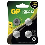 GP Lithium-Knopfzellenbatterie CR2032, 4 Stück + Sicherheitsaufkleber - Knopfzelle