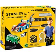 Stanley Jr. U003-K02-T06-SY Set mit 2 Autos und 5 Werkzeugen. - Kinderwerkzeug