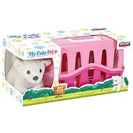 Hund in einer rosa Versandbox - Kuscheltier
