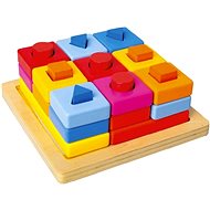 Einlege-Formen auf bunter Tafel - Steckpuzzle