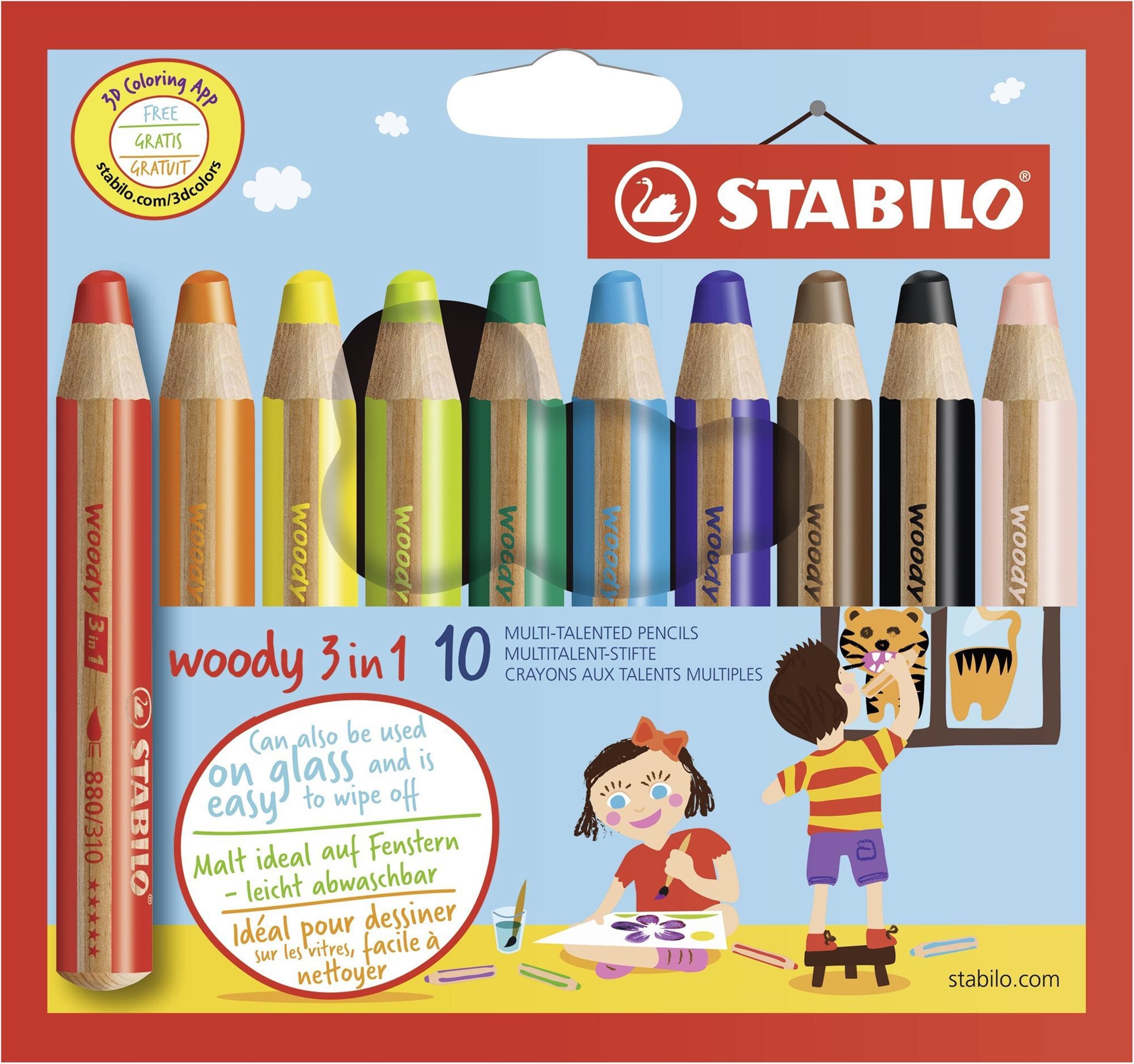 Stabilo Woody Buntstifte - 10 Farben - Buntstifte