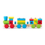 Woody zusammenbaubare Eisenbahn aus Holz - Zug mit zwei Wagons - Modelleisenbahn
