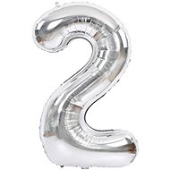 Atomia Folienballon Geburtstag Nummer 2, Silber 46 cm - Ballons