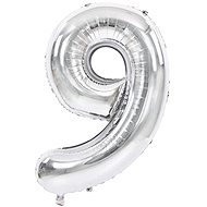 Atomia Folienballon Geburtstag Nummer 9, Silber 46 cm - Ballons