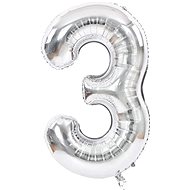 Atomia Folienballon Geburtstag Nummer 3, Silber 102 cm - Ballons
