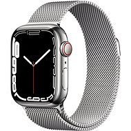 Apple Watch Series 7 41mm Cellular Silberfarben Edelstahl mit Silberfarbenem Milanese-Armband - Smartwatch
