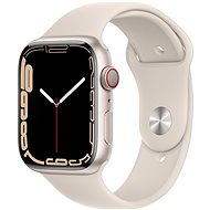 Smartwatch Apple Watch Series 7 45mm Cellular Weiß Aluminium mit Weißem Sport-Armband