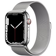 Apple Watch Series 7 45mm Cellular Silberfarben Edelstahl mit Silberfarbenem Milanese-Armband - Smartwatch