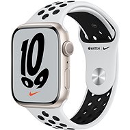 Apple Watch Nike Series 7 45mm Polarstern Aluminium mit Platinfarbenem/Schwarzem Nike Sport-Armband - Smartwatch