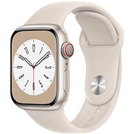 Apple Watch Series 8 45mm Cellular Aluminiumgehäuse Polarstern mit weißem Sportarmband - Smartwatch