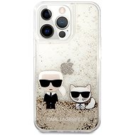 Karl Lagerfeld Liquid Glitter Karl and Choupette Cover für Apple iPhone 13 Pro Max - Gold - Handyhülle
