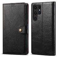 Lenuo Leder Flip Case für Samsung Galaxy S23 Ultra - schwarz - Handyhülle