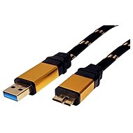 Datenkabel Roline GOLD, USB-Kabel, USB 3.0 Superspeed A(M) --> Micro-USB-3.0 B(M), 0,8 m, schwarz / gold