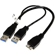 OEM USB SuperSpeed 5Gbps Y-Kabel 2x USB 3.0 A(M) - microUSB 3.0 B(M), 0,3m, schwarz - Datenkabel