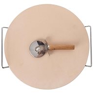 Steinplatte zum Backen Steingut / Metall O 33 cm mit Pizzaschneider - Backblech