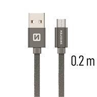 Swissten Textildatenkabel Micro USB 0,2 m grau - Datenkabel