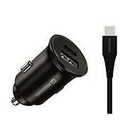 Swissten CL Adapter für Samsung Super Fast Charging 25W + Kabel USB-C/USB-C 1,2 m schwarz - Auto-Ladegerät