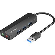 Vention 3-Port USB 3.0 Hub with Sound Card and Power Supply 0.15M Black - USB Hub