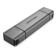 Kartenlesegerät Vention 2-in-1 USB 3.0 A+C Card Reader(SD+TF) Gray Dual Drive Letter Aluminum Alloy Type