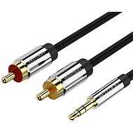 Vention 3.5 mm Jack Male to 2x RCA Male Audio Cable 1m Black Metal Type - Audio-Kabel