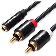 Vention 3.5mm Female to 2x RCA Male Audio Cable 1m Black Metal Type
