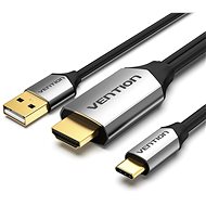 Videokabel Vention Type-C (USB-C) to HDMI Cable with USB Power Supply 1m Black Metal Type - Video kabel