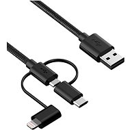 iWill 3in1 Nylon Datenkabel USB-C + Micro USB + Lightning - schwarz - Datenkabel