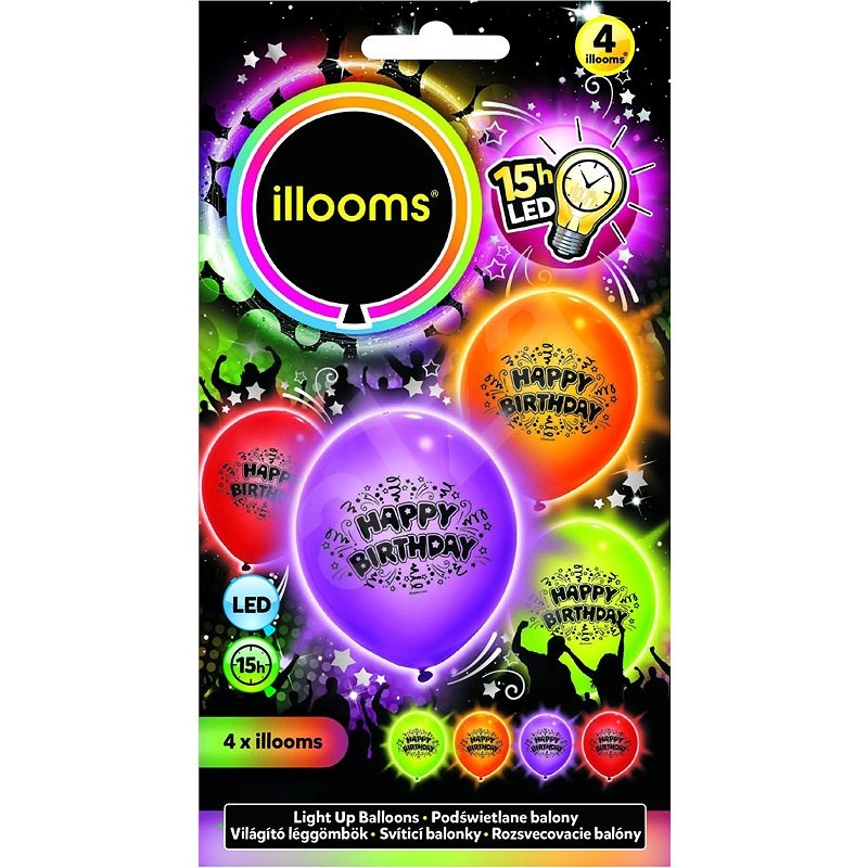 LED-Ballons - Geburtstag 4 Stück - Spielset