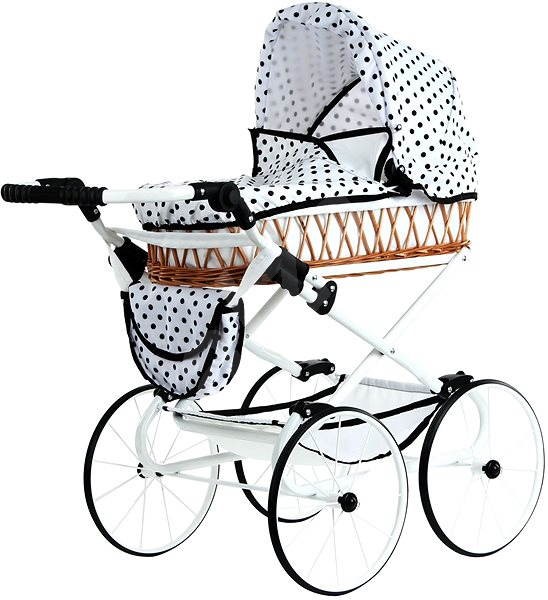 Teddies Kinderwagen Monika Retro Weiß Mit Tupfen