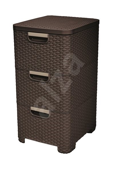 Curver Rattan Stil Schrank 3 X 14 L Dunkelbraun