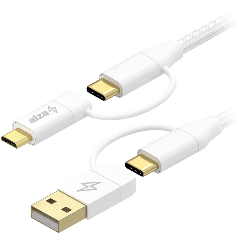 AlzaPower MultiCore 4in1 USB 2m weiß - Datenkabel