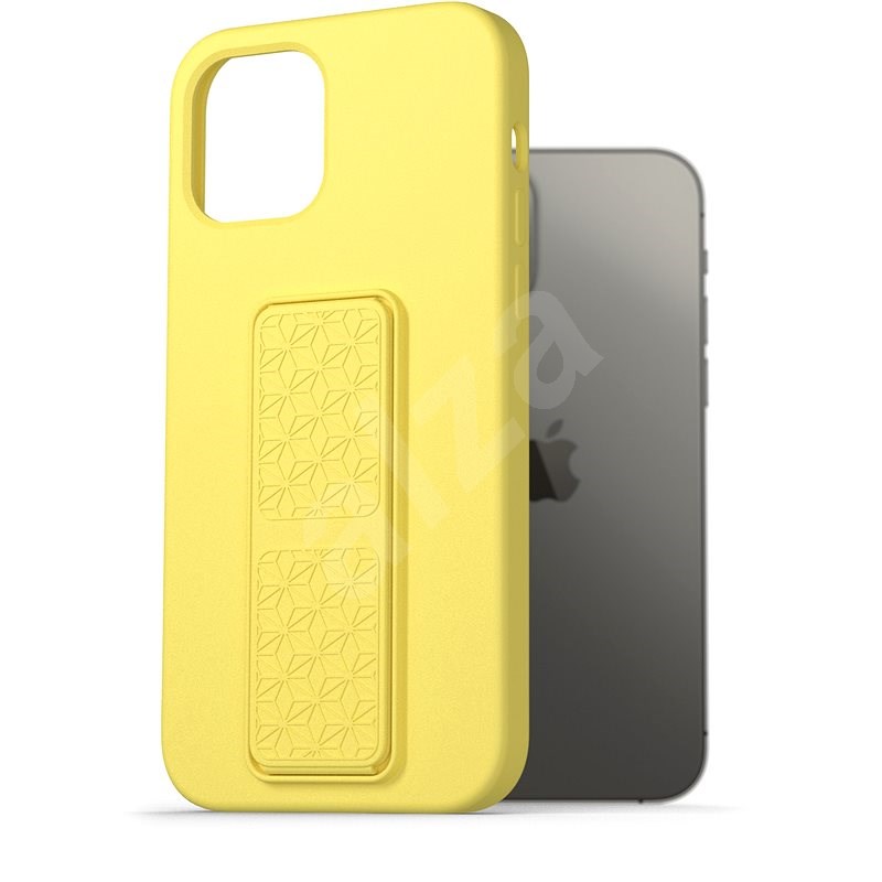 AlzaGuard Liquid Silicone Case mit Ständer für iPhone 12 / 12 Pro - gelb - Handyhülle